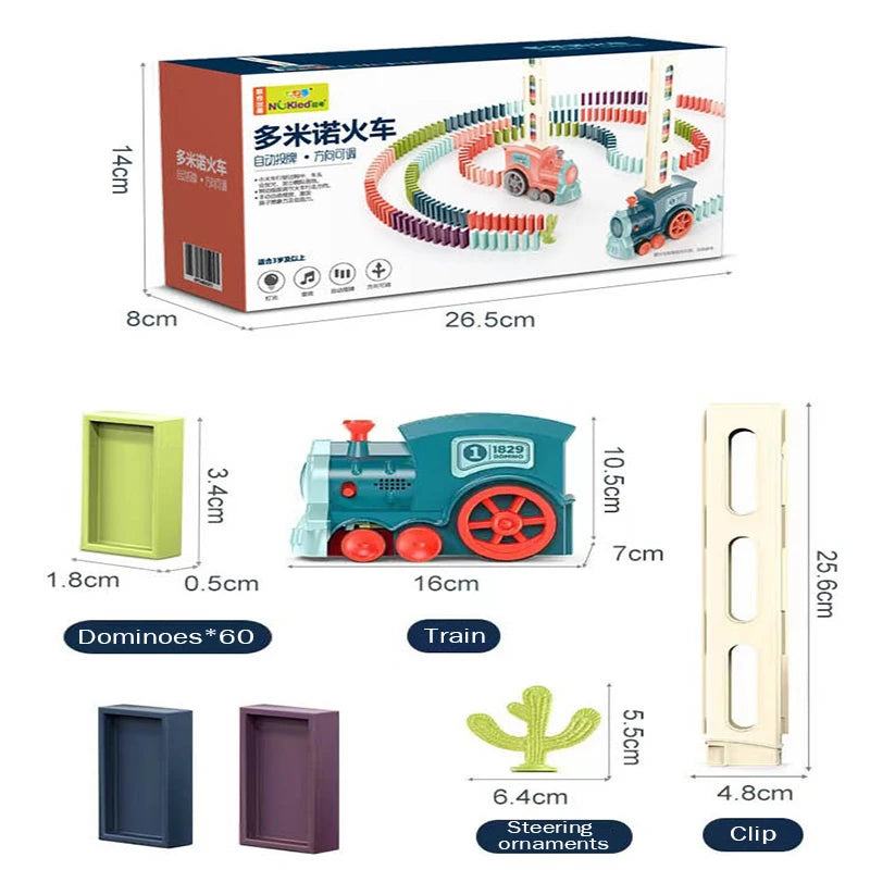 60 Pcs Domino Train Set Automatic Domino Laying Train Educational Toy.