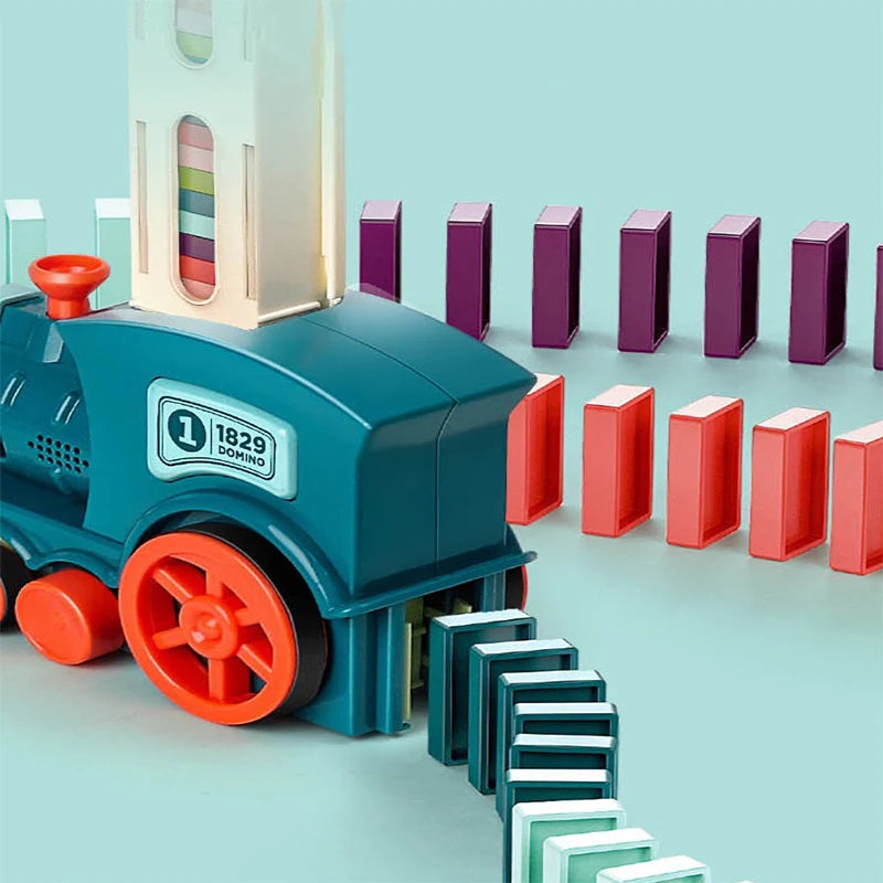 60 Pcs Domino Train Set Automatic Domino Laying Train Educational Toy.