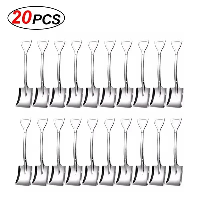 Stainless Steel Shovel Spoons Silver Mini Coffee Fruit Ice Cream Dessert Spoon.
