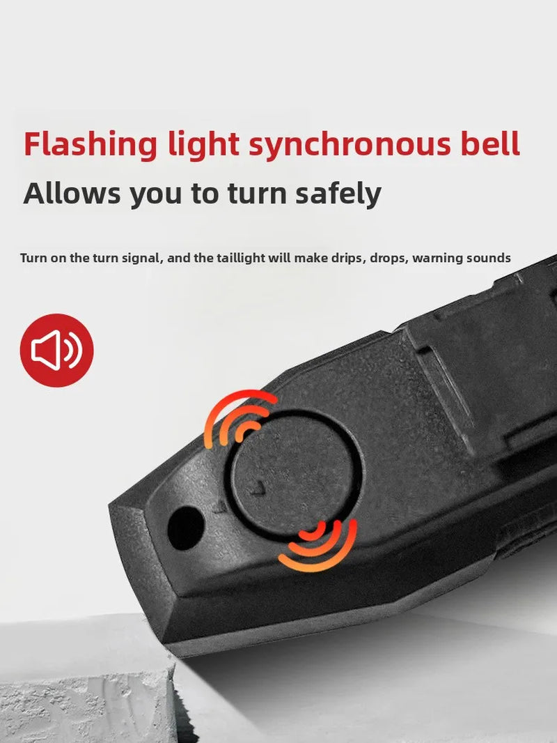 Wireless Bicycle Steering Remote Control Warning Tail Light with Horn, High Volume Prompt Sound, USB Charging Night Riding Turn