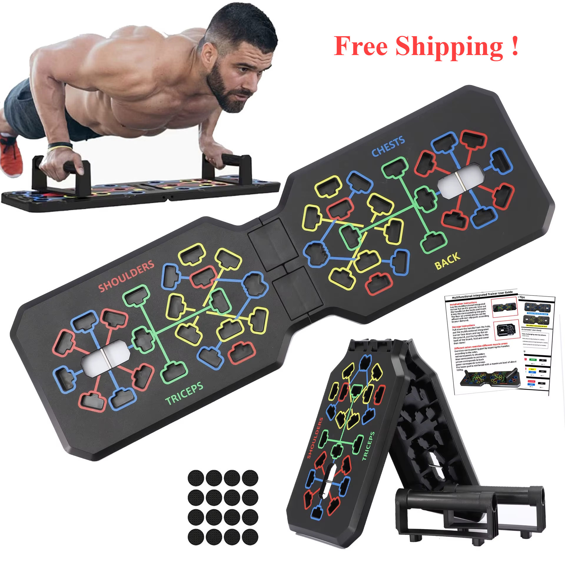 Foldable Push-Up Board with Handles – Portable Multifunctional Fitness Equipment for Chest, Arms, Back & Core Training”