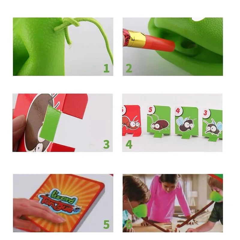 Frog Lizard Mask Wagging Tongue Lick Cards Board Game.