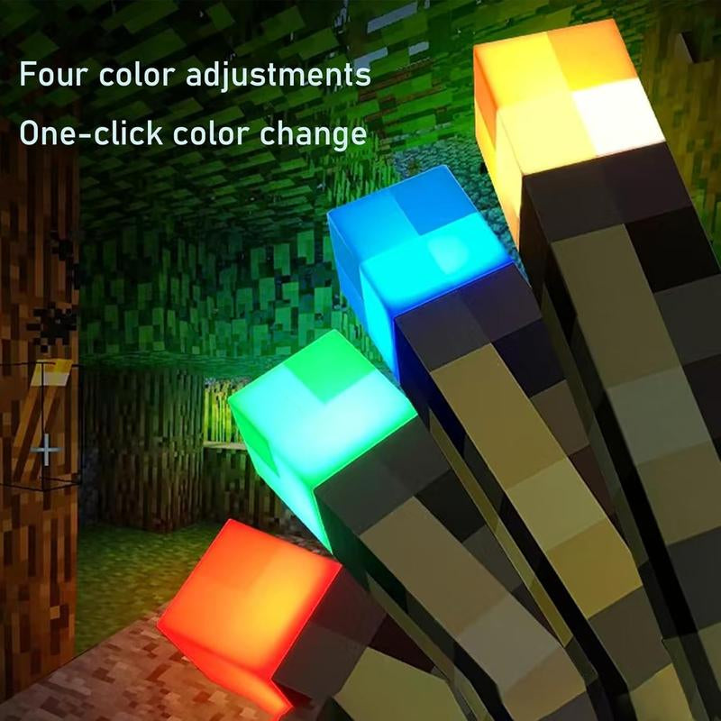 Upgraded Light-Up Wall Torch - Pixel Brownstone Torch Lamp - USB Pluggable Night Lamp - Hand Held or Wall Mount Lighting Torch