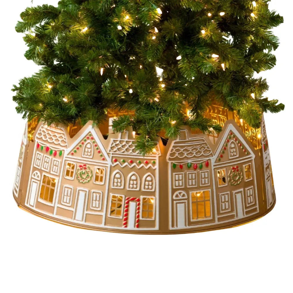 Gingerbread House Christmas Tree Skirt with LED Lights.