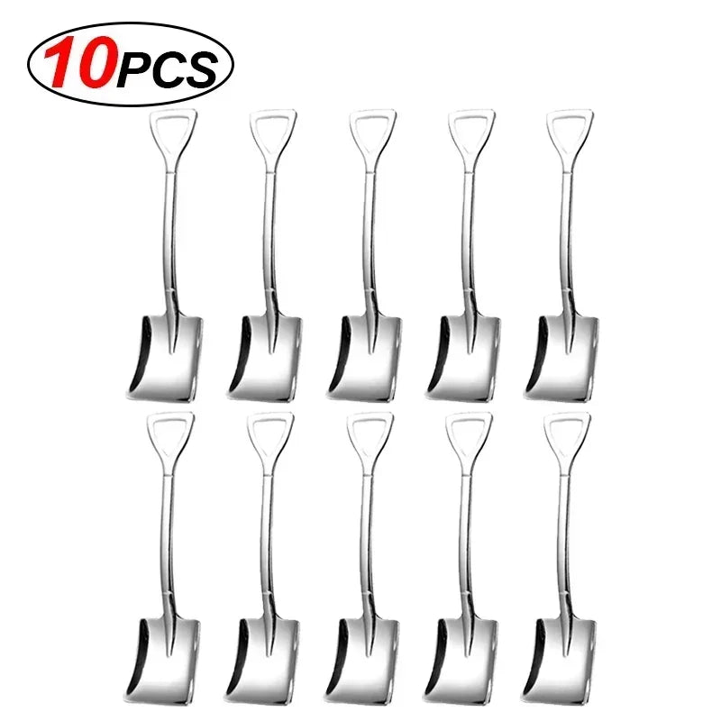 Stainless Steel Shovel Spoons Silver Mini Coffee Fruit Ice Cream Dessert Spoon.