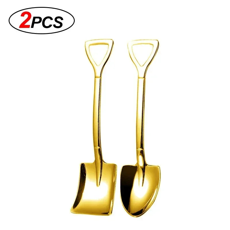Stainless Steel Shovel Spoons Silver Mini Coffee Fruit Ice Cream Dessert Spoon.