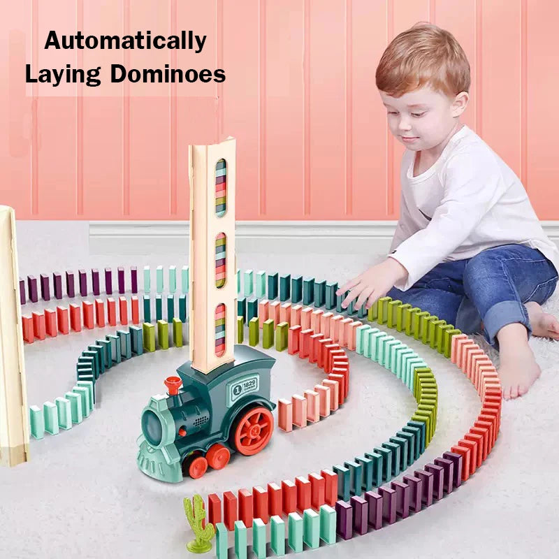 60 Pcs Domino Train Set Automatic Domino Laying Train Educational Toy.