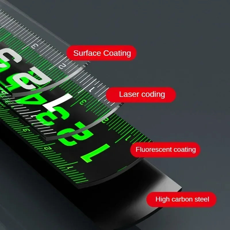 3/5/10M Metric Measuring Tape Self Locking Fluorescent Steel Tape Measure High Precision Wear-Resistant Ruler Measuring Tools