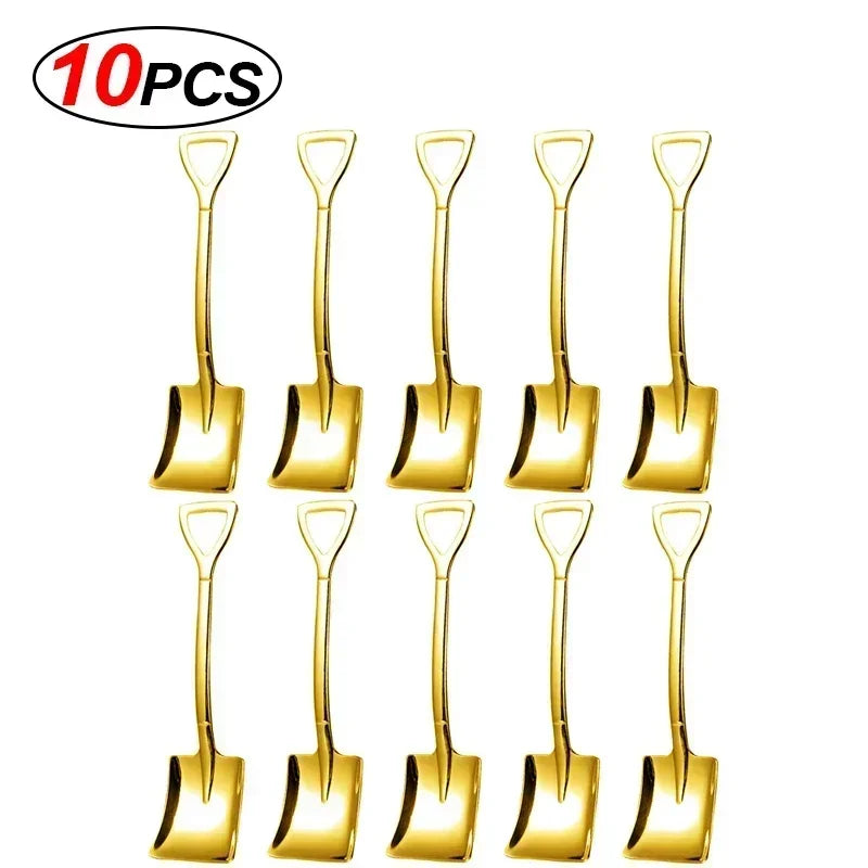 Stainless Steel Shovel Spoons Silver Mini Coffee Fruit Ice Cream Dessert Spoon.