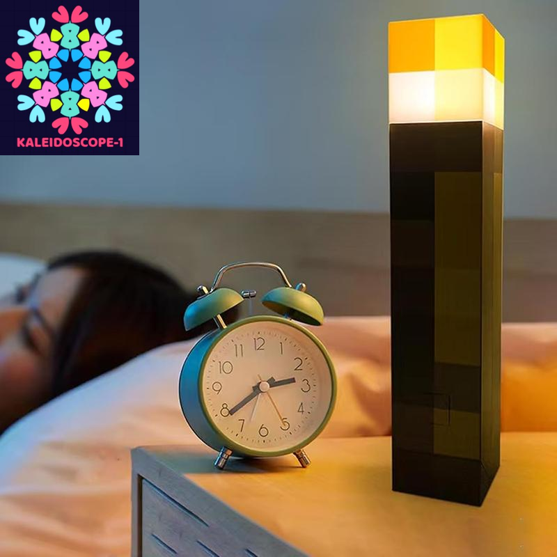 Upgraded Light-Up Wall Torch - Pixel Brownstone Torch Lamp - USB Pluggable Night Lamp - Hand Held or Wall Mount Lighting Torch