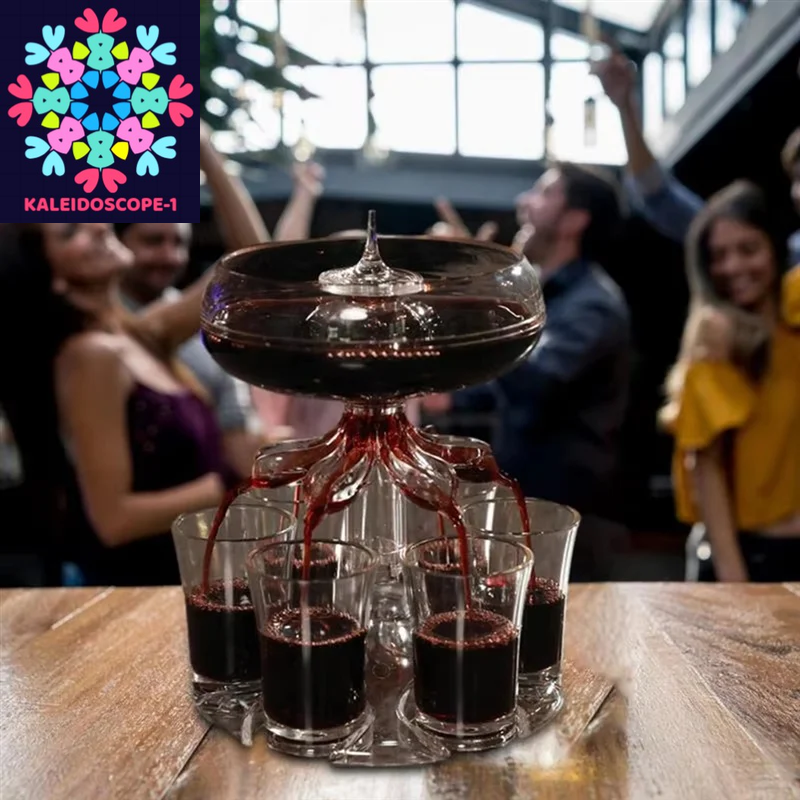 B50C 6 Shot Wine Liquor Dispenser with 6 Glasses.